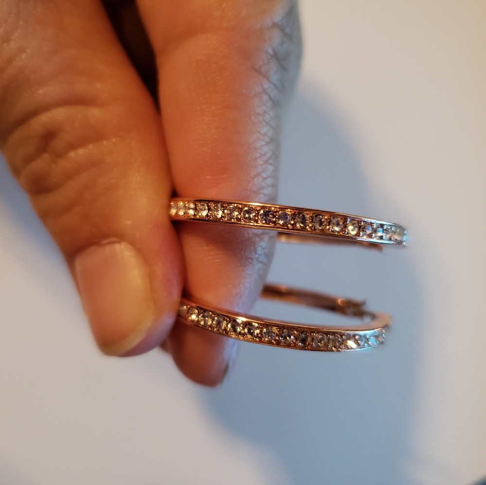 Rose gold origami owl hoops